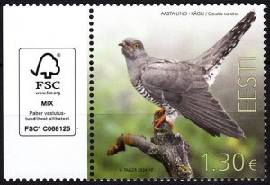ESTONIA 2024-08 FAUNA Animals: Bird of the Year - Cuckoo. FSC Margin, MNH