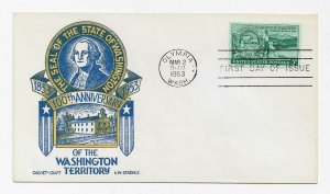 US 1019 (Me-5) 3c Washington Terr FDC CachetCraft Staehle Cachet Unadd ECV$20.00