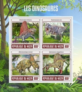 Niger - 2019 Dinosaurs on Stamps - 4 Stamp Sheet - NIG190303a