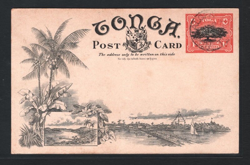 TONGA Stationery ILLUSTRATED Postcard Nukuʻalofa *Native Village* PPC MA588