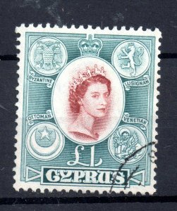 Cyprus QEII 1955 £1 good used SG#187 WS20909