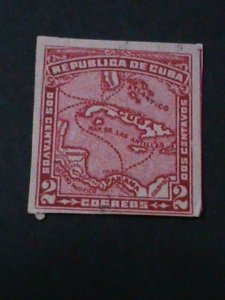 CUBA-1914-SC#255 MAP OF CUBA-MH VF 106 YEARS OLD REAR IMPERF-SCOTT NOT LISTED