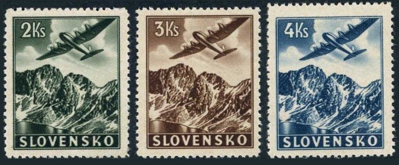 Slovakia C4-C6, mint. Michel 51-53. Air Post 1939. Planes over Tatra Mountains.
