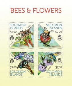Stamps of SOLOMON ISLANDS 2013 - BEES AND FLOWERS