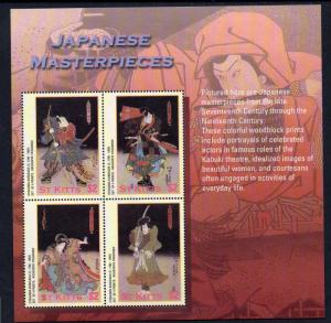 ST. KITTS 581-582 MNH S/S SCV $10.75 BIN $6.50 JAPANESE MASTERPIECES