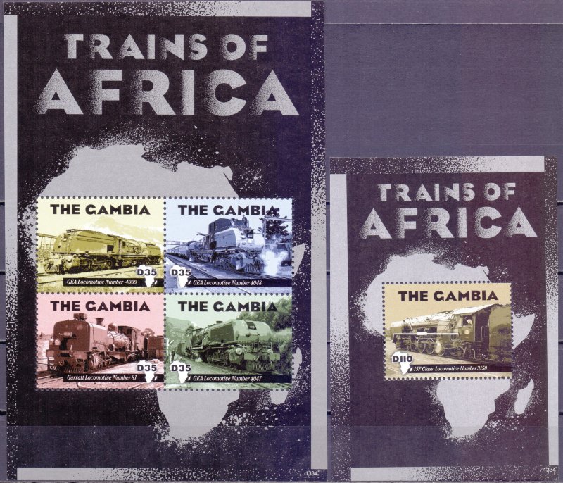 Gambia. 2013. trains. MNH.