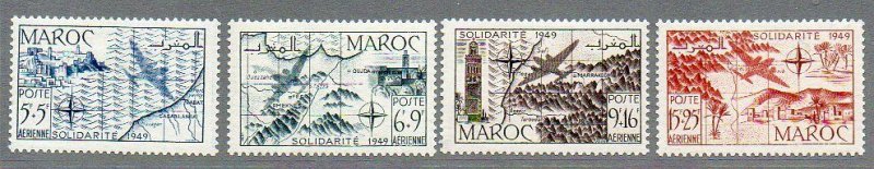 French Morocco: 1950 Solidarity Fund Air set (4) SG 379-82 mint