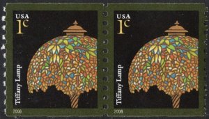 SC#3758A 1¢ Tiffany Lamp Coil Pair (2008) MNH