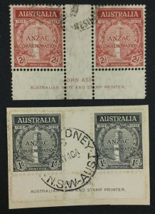 MOMEN: AUSTRALIA SG #154-155 1935 USED GUTTER PAIR (BW 165zb) RARE LOT #62487 