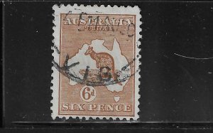 AUSTRALIA SCOTT #96 1929-30 KANGAROO WMK 203- 6D (BROWN)- USED