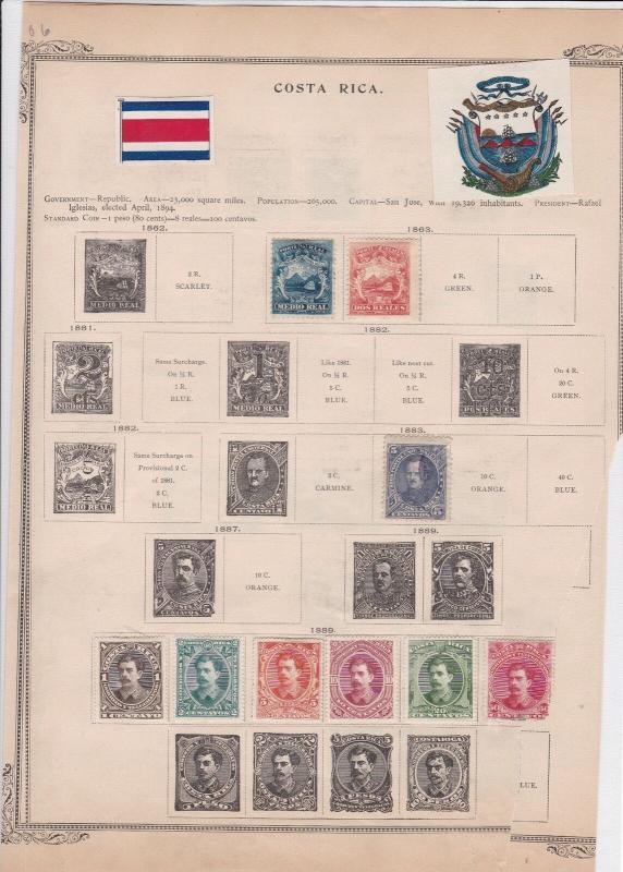 costa rica stamps on 2 pages ref r 11353