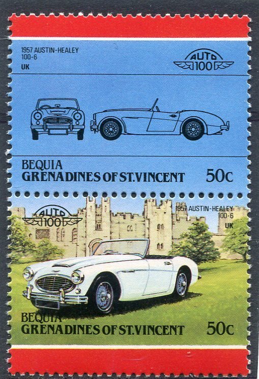 Bequia CAR Austin-Healey UK Pair Perforated Mint (NH)