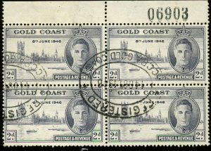 Gold Coast Scott #128a SG #133 Plate Number Block of 4 Used  Perf 13 1/2 x 14