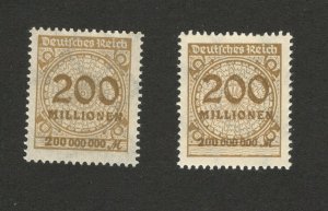 GERMANY-TWO MNH STAMPS 200 MILLIONEN-HYPER INFLATION PERIOD-PLATE ERROR-LOOK (1)