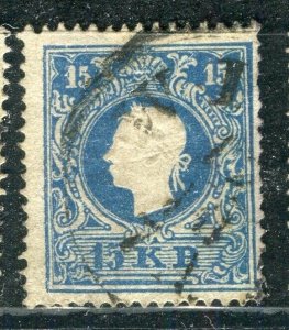 AUSTRIA; 1858 classic F. Joseph issue fine used Shade of 15k. value,