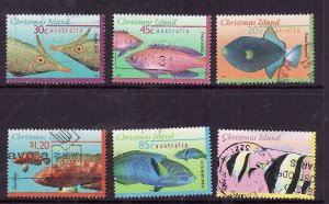 Christmas Is.-Sc#381-7 ex-used 6/7 set-Fish-Marine Life-1996-7-