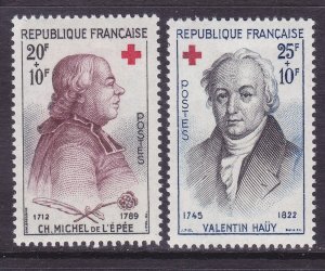 France B337-38 MNH OG 1959 Charles Michel de l'Épée & Valentine Hauy Set VF