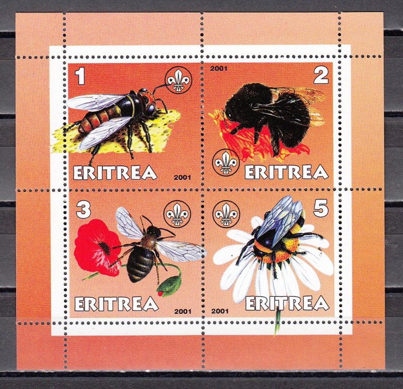 Eritrea, 2001 Cinderella issue. Honey Bees on a sheet of 4.