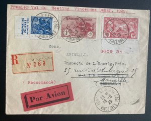 1929 Vincennes France First Flight Airmail Cover FFC to St Louis Senegal
