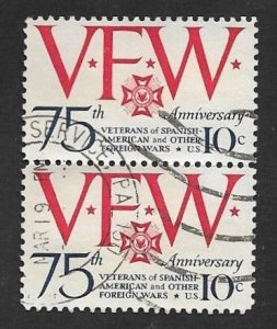 SE)1974 USA 75TH ANNIVERSARY OF THE WAR VETERANS ASSOCIATION, B/2 USED