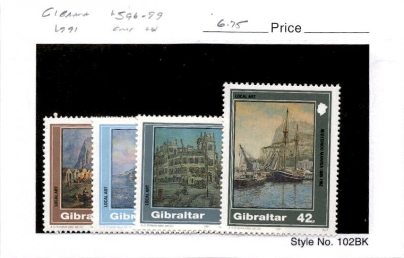 Gibraltar, Postage Stamp, #596-599 Mint NH, 1991 Art