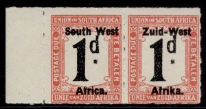SOUTH WEST AFRICA GV SG D7, 1d black & rose (roul), M MINT.