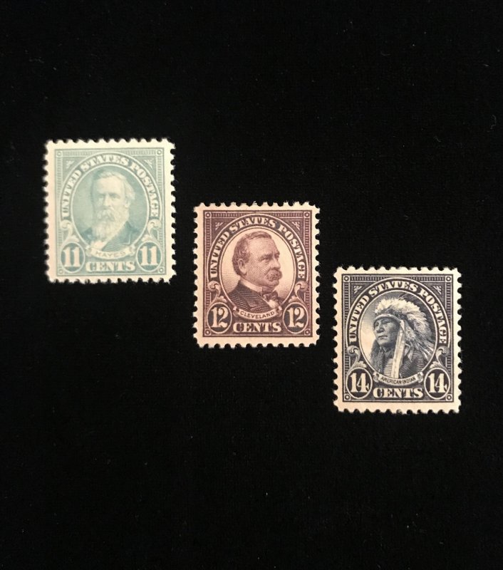 563, 564, 565 Mint Hinged, F/VF, Flat Plate Printing