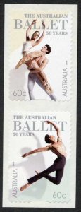 Australia SG3880a 2012 50th Ann Australian Ballet Self Adhesive Pair U/M