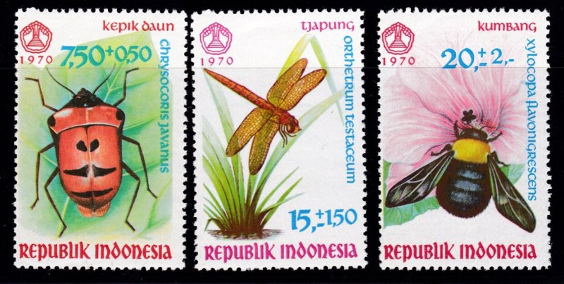 Indonesia 1970 Semi-Postal 13th Social Day Complete (3) Insects  VF/NH