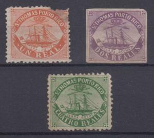 SAINT THOMAS PUERTO RICO 1869 CLARA ROTHE Un Real, Dos & Cuatro Reales PERF/IPF