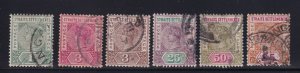 Straits Settlements Scott # 83 - 88 set VF Used nice color scv $ 288 ! see pic !