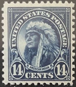 Scott #565 1923 14¢ American Indian flat plate perf. 11 MNH OG