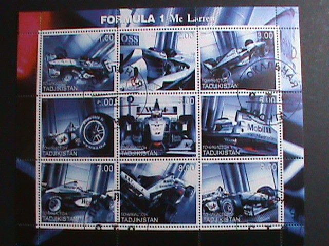 TAJIKISTAN -2000-MC LARREN-FORMULA 1-RACE CARS CTO SHEET VERY FINE