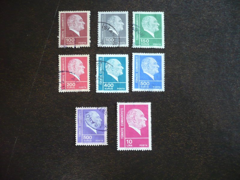Stamps - Turkey - Scott#1923,1924,1928,1930,1931a-1934 Used Part Set of 8 Stamps