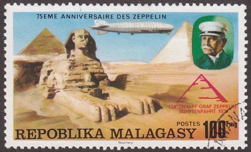 Malagasy Republic 548 Count Zeppelin & LZ-127 Over Sphinx 1976