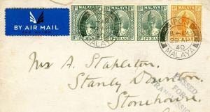 Malaya 1940 PERAK WW2 *Ipoh* Censored 55c Airmail Cover Stonehouse Glos W329