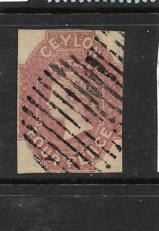 CEYLON  1857-59  4d   QV   FU    SG 4  Sc 5