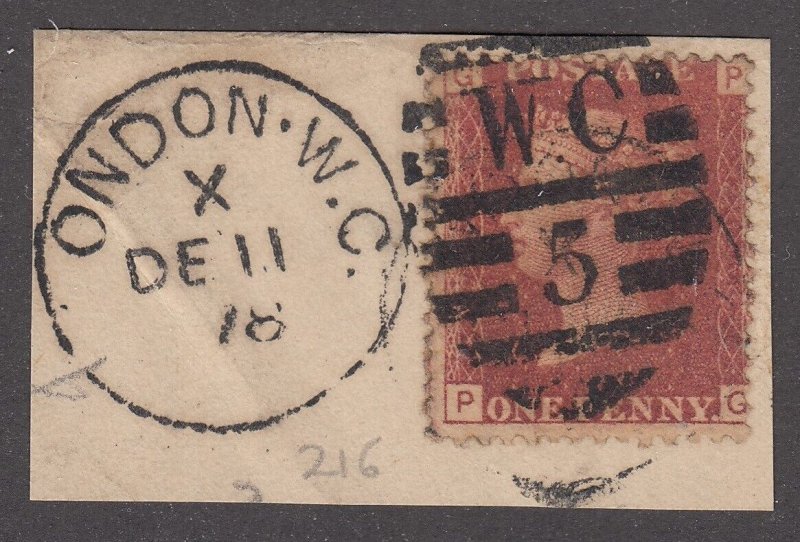 Great Britain #33 Used - PL216. London Cancel, DE 11, 78