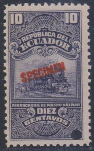 ECUADOR 1921-22 REVENUES RAILROAD Olamo #2 Bertossa S21 PERF PROOF + SPECIMEN 