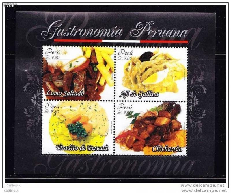 O) 2011 PERU,TYPICAL FOODS - PERUVIAN GASTRONOMY,MNH, SOUVENIR MNH