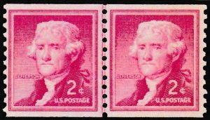 U.S. Scott # 1055a LP, 2¢, 1957, PSE Cert., VF 80, Mint, OGnh, Coil Line Pair