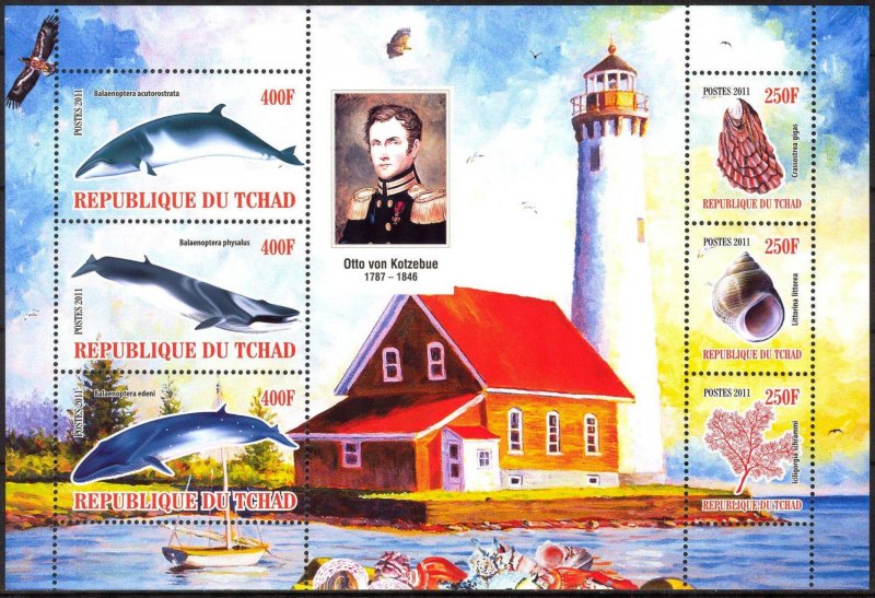 Chad 2011 Lighthouses Shells Whales (8) MNH Cinderella !