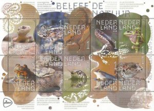 Netherlands 2018 Reptiles frogs set of 10 stamps in block / sheetlet MNH