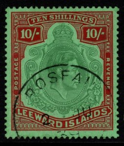 LEEWARD ISLANDS SG113 1938 10/= BLUISH-GREEN & DEEP RED/GREEN FINE USED