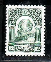 Newfoundland-Sc#96- id7-unused NH 12c green KEVII trial colour-perforated-well