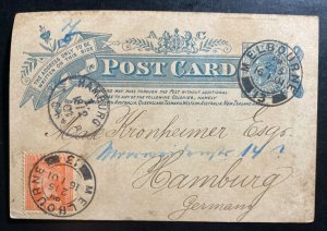 1901 Melbourne Australia Postal Stationery Postcard cover To Hamburg Germany