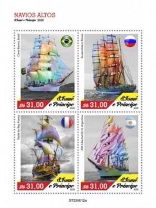 St Thomas - 2020 Tall Ships and Flags - 4 Stamp Sheet - ST200612a