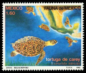 MEXICO Sc 1281 VF/MNH - 1982 1.6p - Fauna of Mexico - Turtles and Map