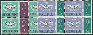 NEW HEBRIDES 1965 ICY set blks of 4 MNH....................................54821