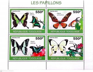 [850 17]- YEAR 2010 - TOGO - BUTTERFLIES           4V   complet set  MNH/**